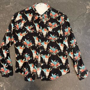 Roper Girls Western Multi-Color Rayon/Nylon Blouse 7/8